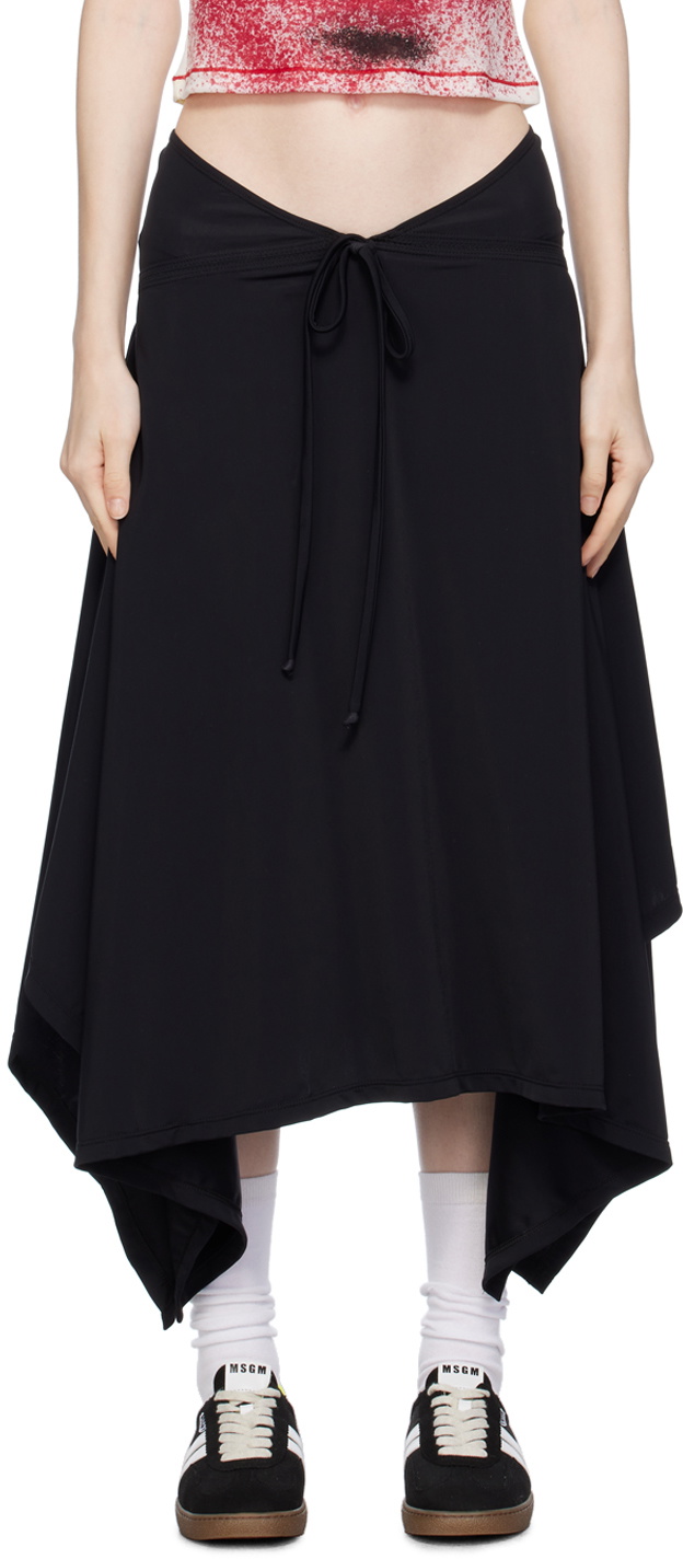 Emily Watson Black Handkerchief Bowtie Midi Skirt