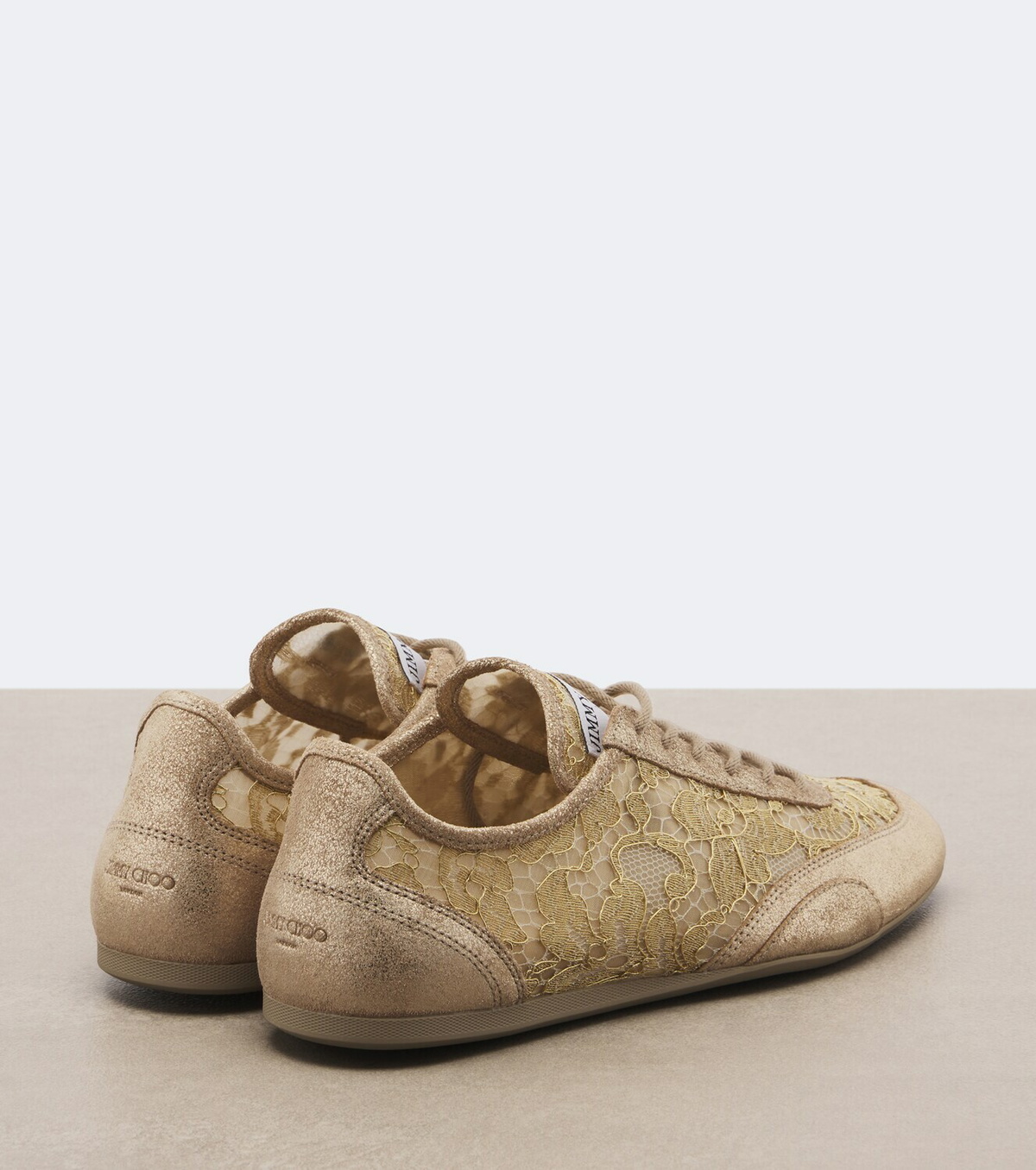 Jimmy Choo Sunny suede-trimmed lace sneakers