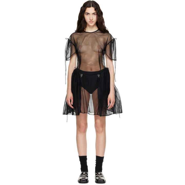 Photo: Simone Rocha Black Puff Sleeve Cord Hip Minidress