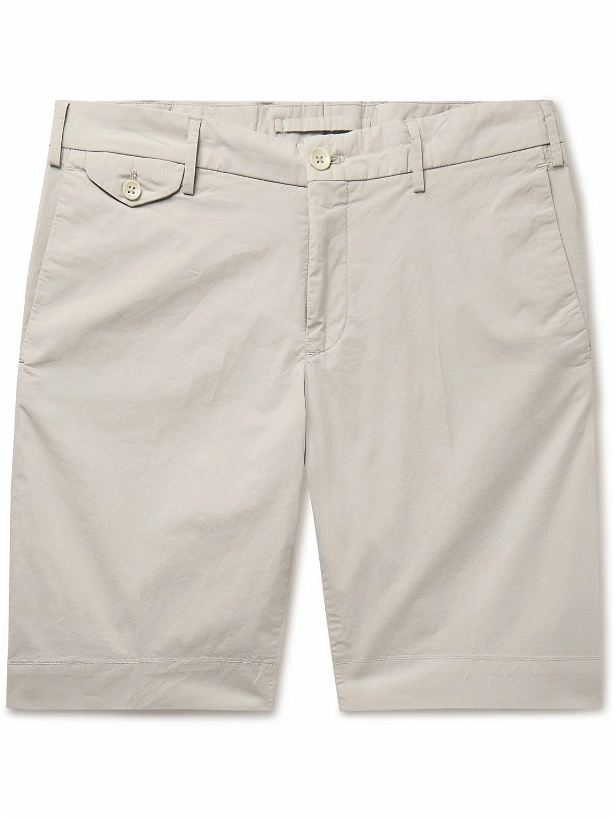 Photo: Incotex - Slim-Fit Stretch-Cotton Poplin Bermuda Shorts - Gray