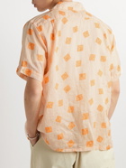 Beams Plus - Camp-Collar Printed Linen Shirt - Orange
