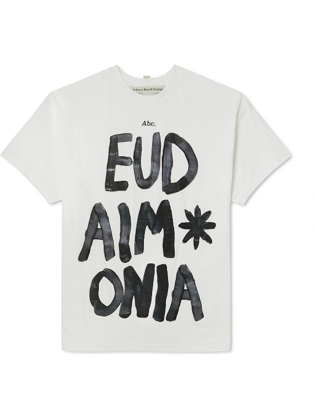 Photo: Advisory Board Crystals - Eudaimonia Webbing-Trimmed Printed Cotton-Jersey T-Shirt - White