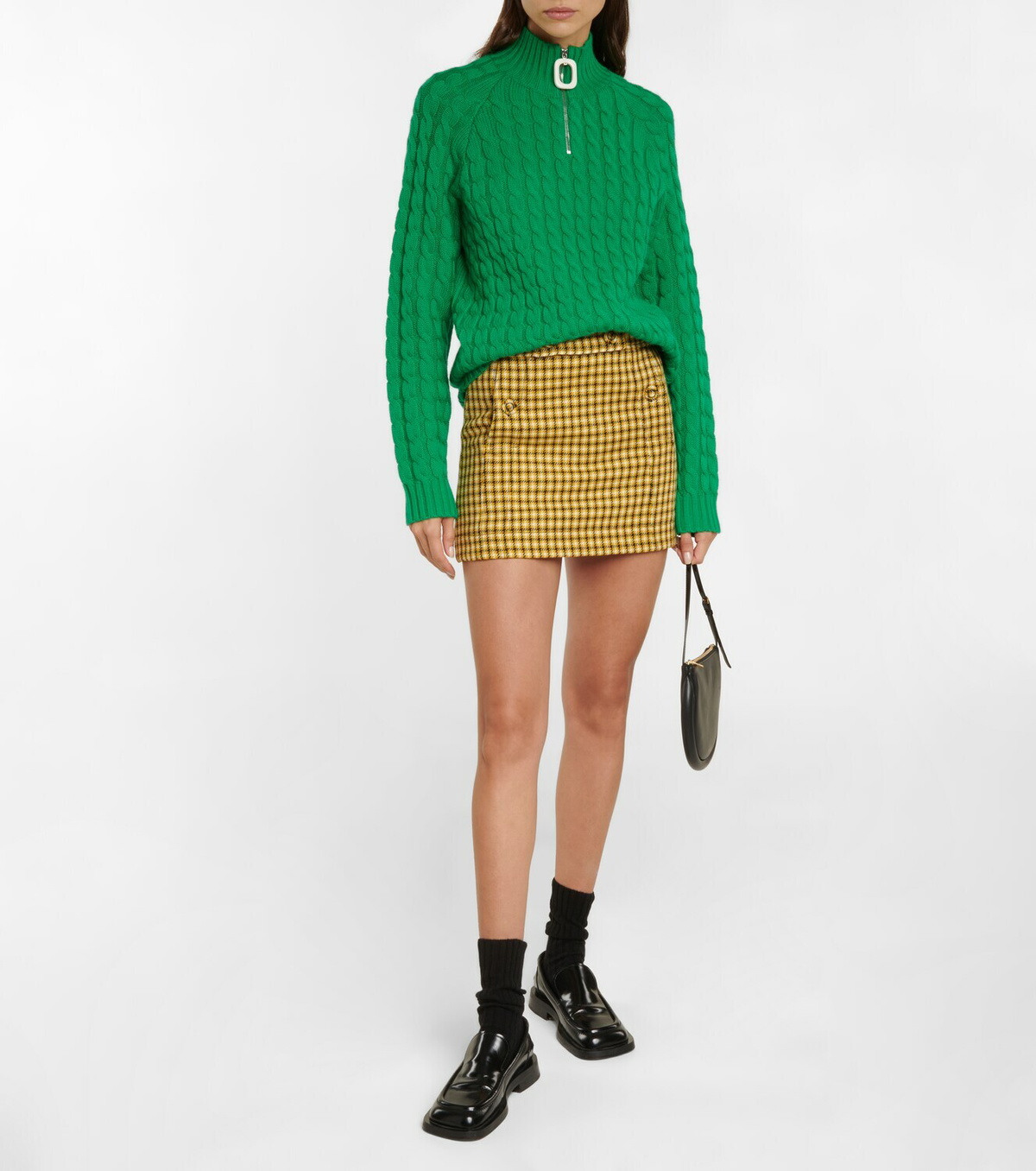 Plan C - Houndstooth checked wool miniskirt