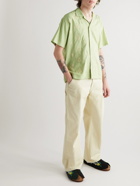Karu Research - Camp-Collar Embellished Embroidered Embellished Cotton Shirt - Green
