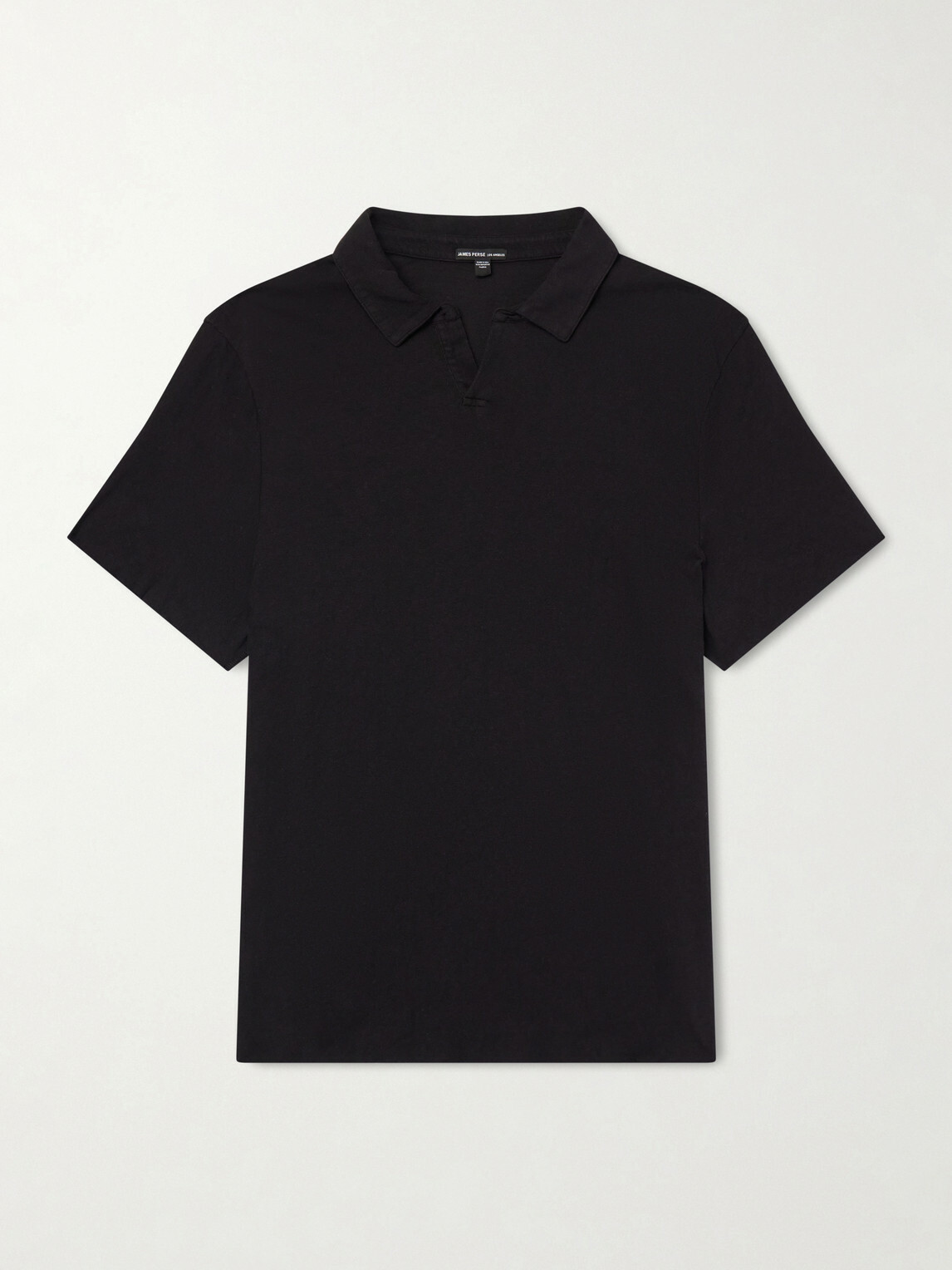 James Perse - Open-Collar Cotton-Jersey Polo Shirt - Black