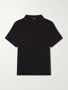 James Perse - Open-Collar Cotton-Jersey Polo Shirt - Black