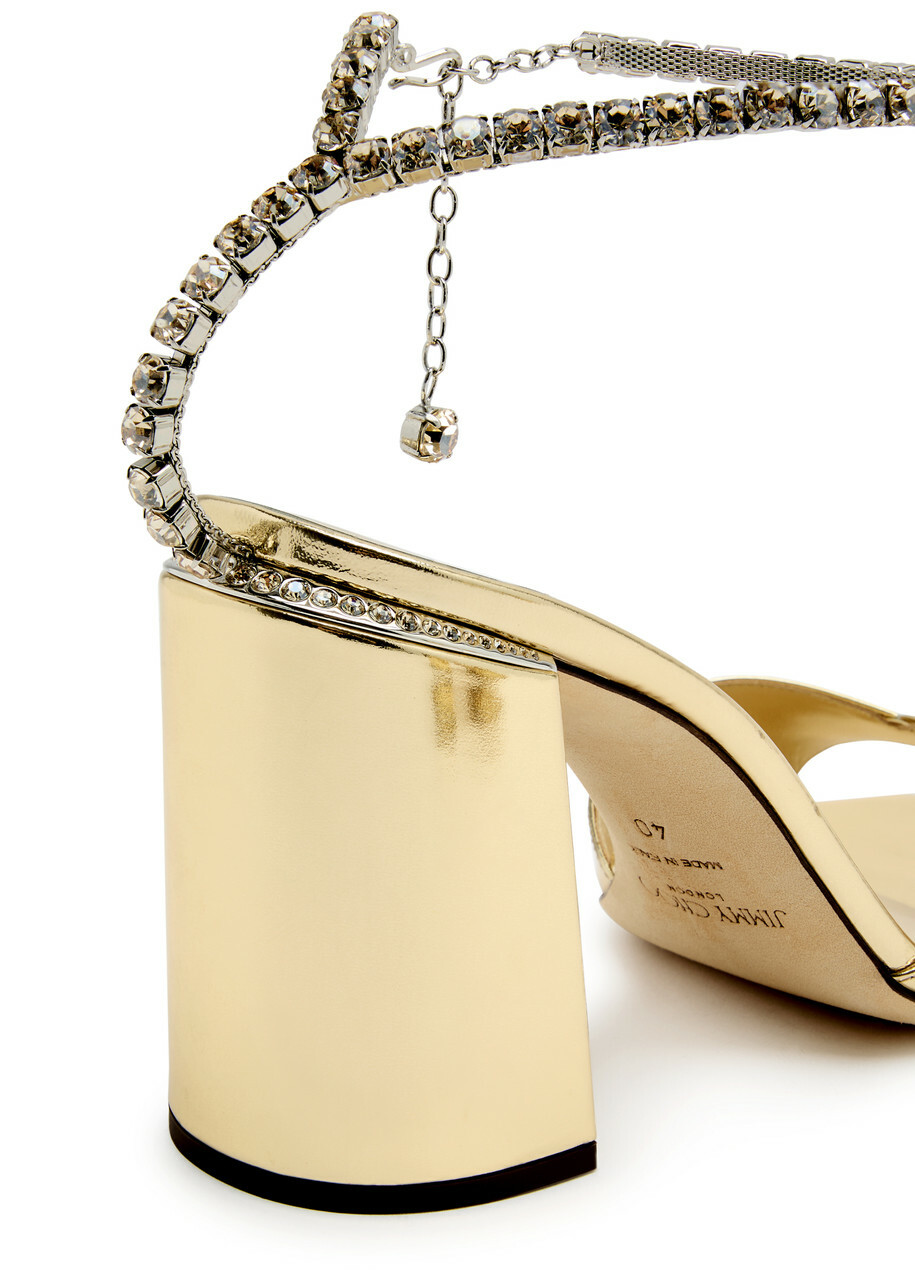 Jimmy Choo Saeda 85 Metallic Leather Sandals Gold