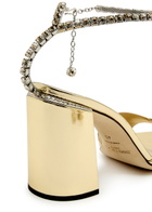 Jimmy Choo Saeda 85 Metallic Leather Sandals Gold