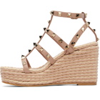 Valentino Garavani Pink Rockstud Ankle Strap Wedge Heeled Sandals