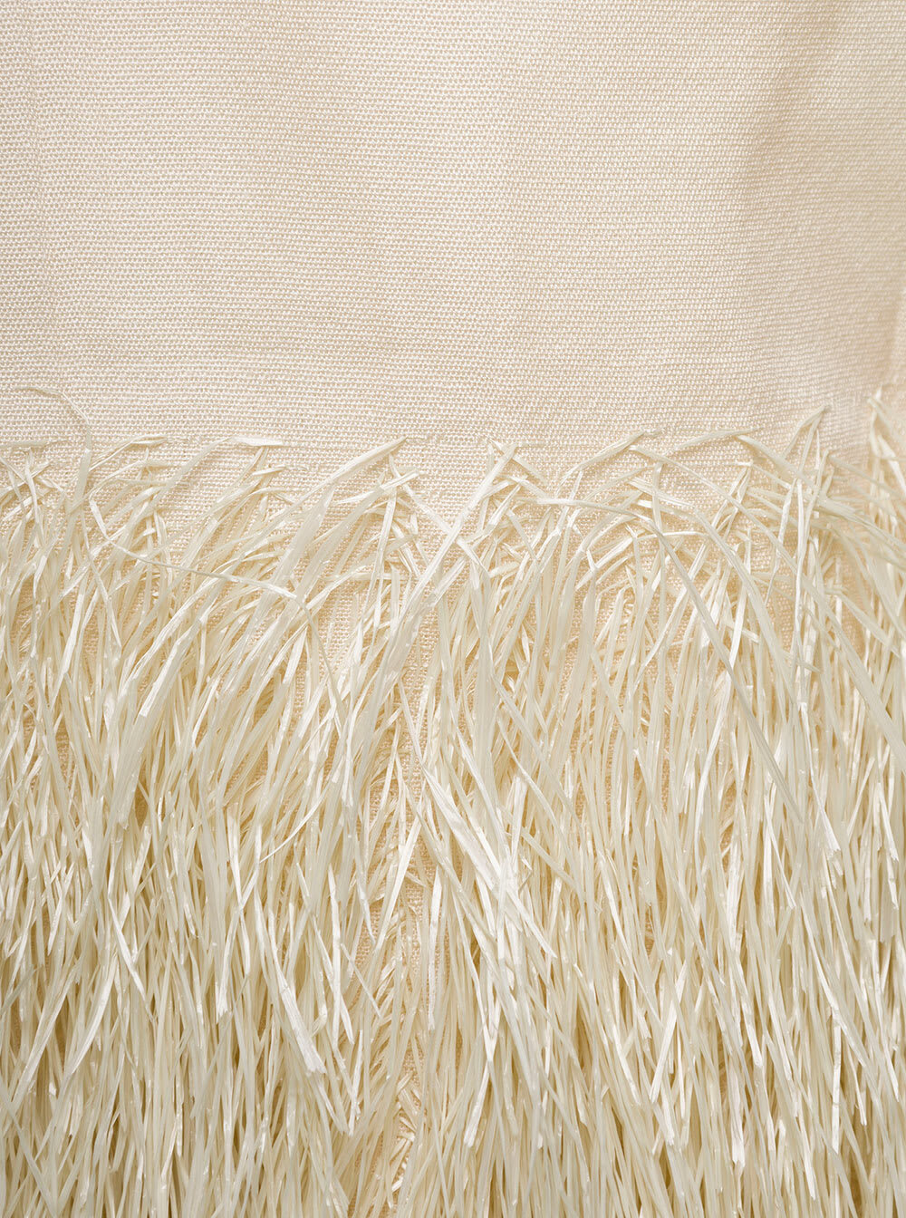 Jacquemus la Robe Raphia Midi Cream White Dress With Fringes And Cut-out In Cotton Canvas Woman