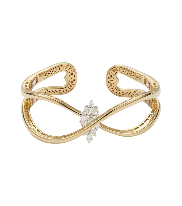 Photo: Yeprem Golden Strada 18kt white and yellow gold bangle with diamonds