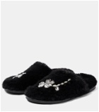 Simone Rocha Embellished faux shearling slippers