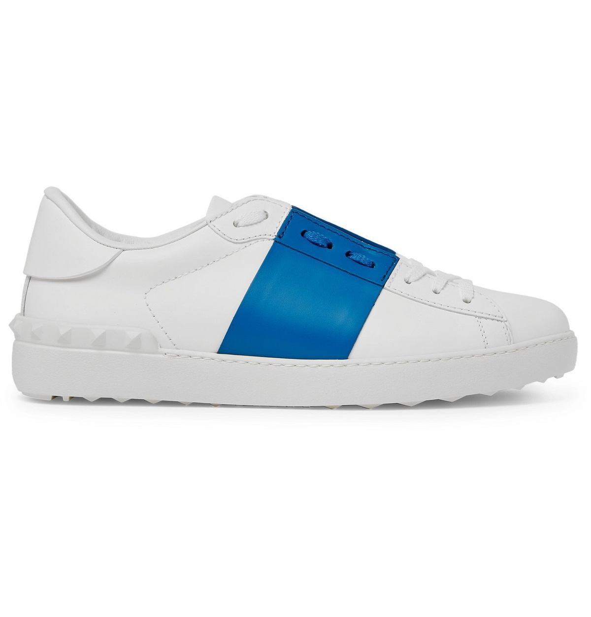 スニーカー VALENTINO GARAVANI Sneakers Men Leather White/Blue Valentino - Valentino Garavani Open Striped Leather Sneakers