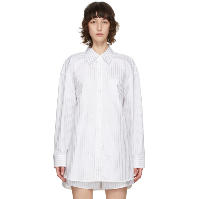 Alexander Wang White Crystal Hotfix Button Down Shirt Alexander Wang