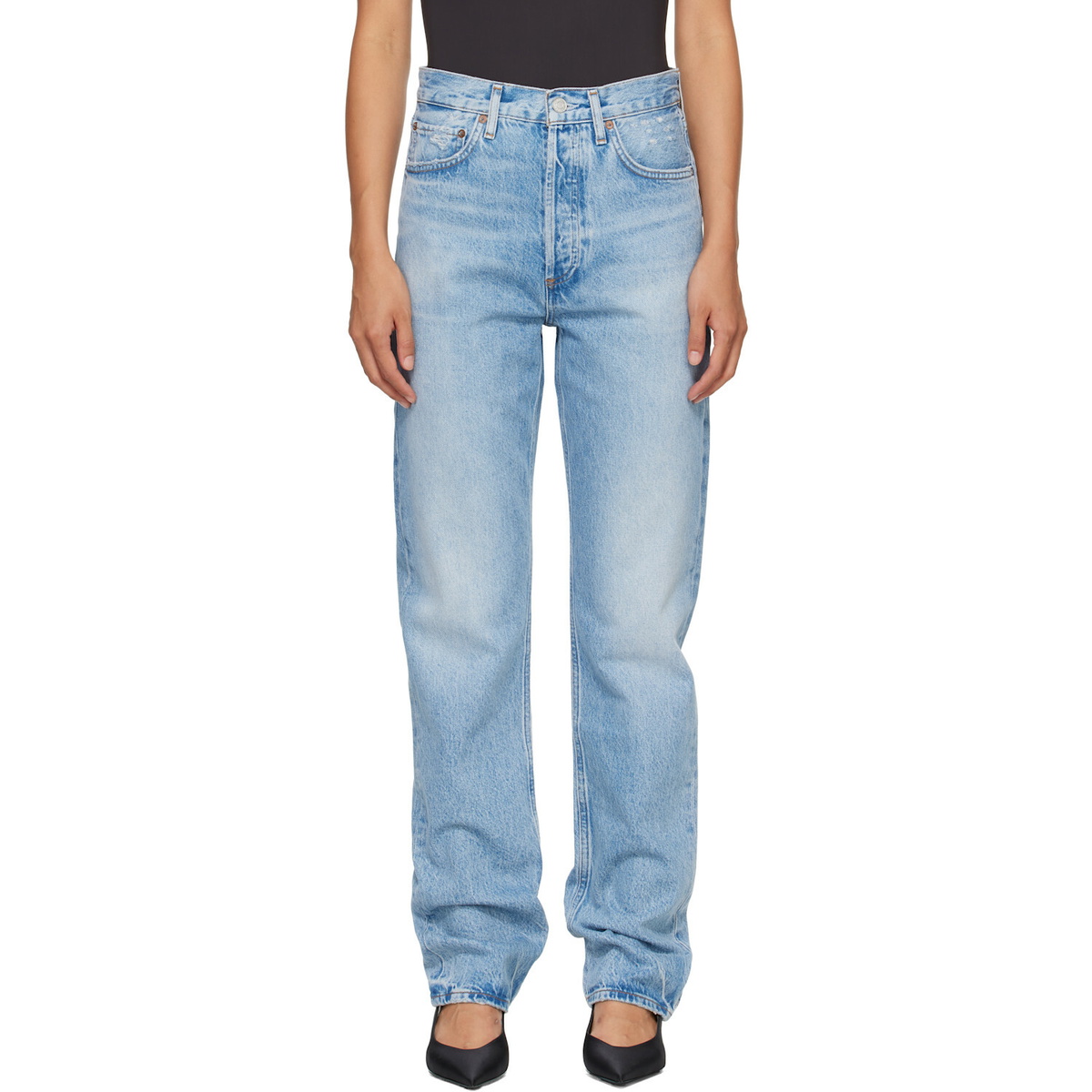 AGOLDE Blue 90's Mid Rise Straight Jeans