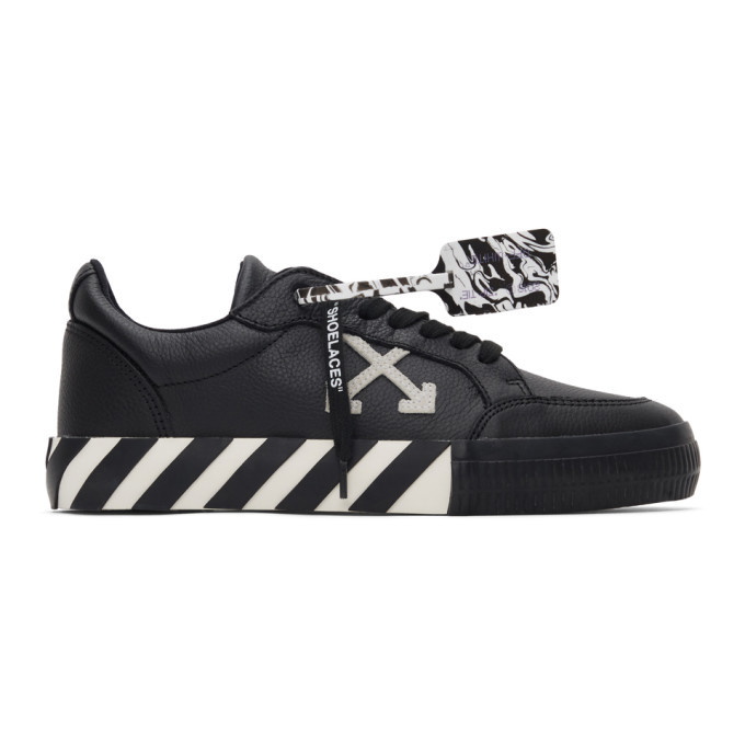 Photo: Off-White Black Leather Low Vulcanized Sneakers