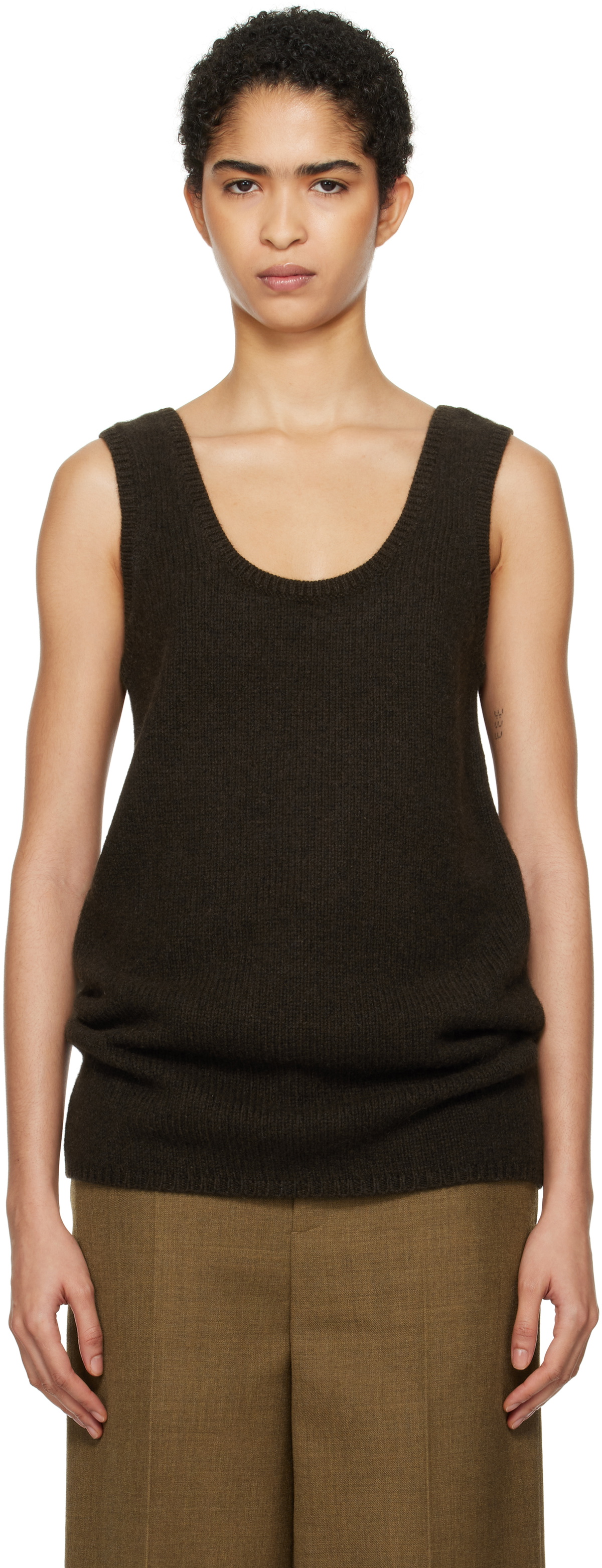 Carven Brown Knit Tank Top