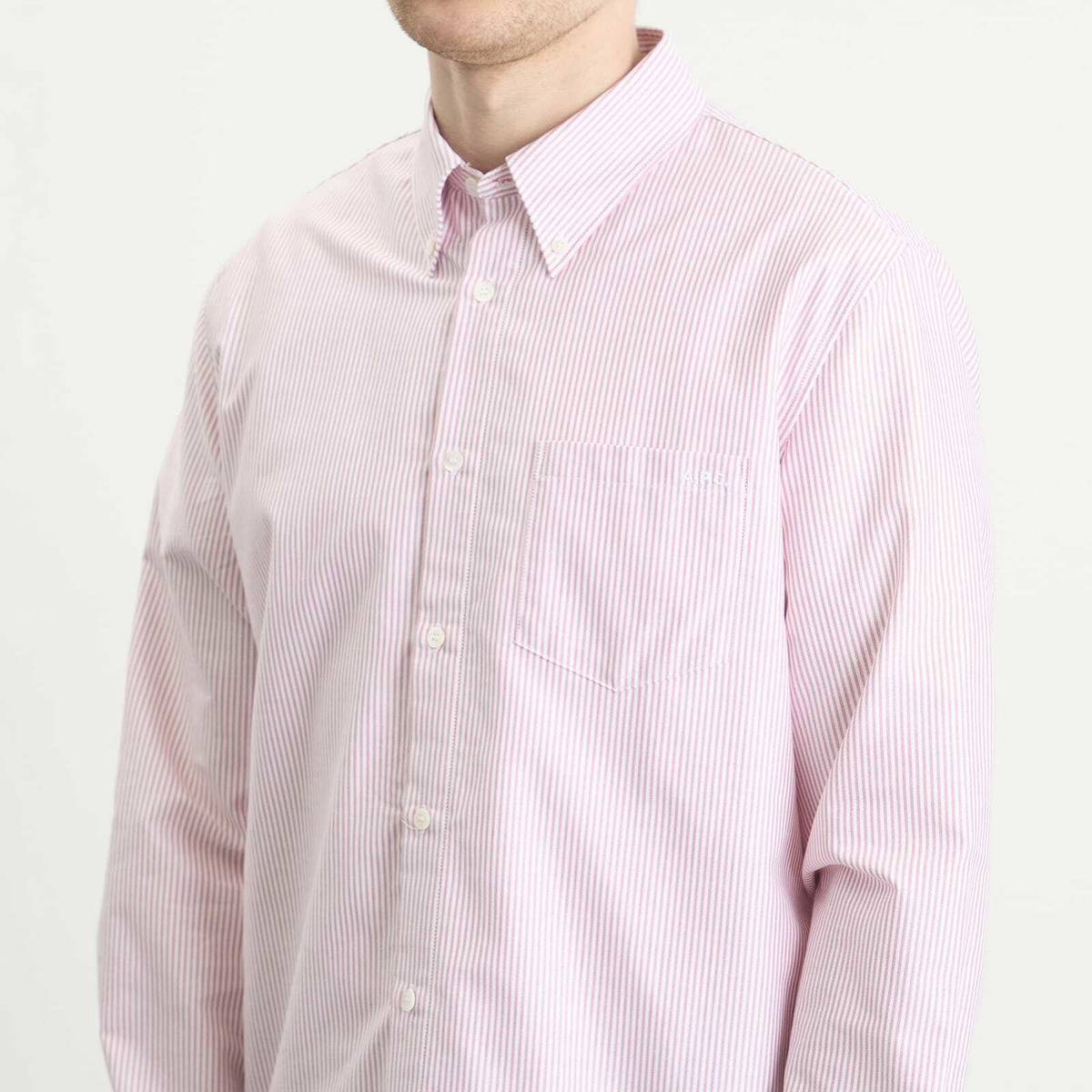 A.P.C. Men's Button Down Stripe Shirt in Red