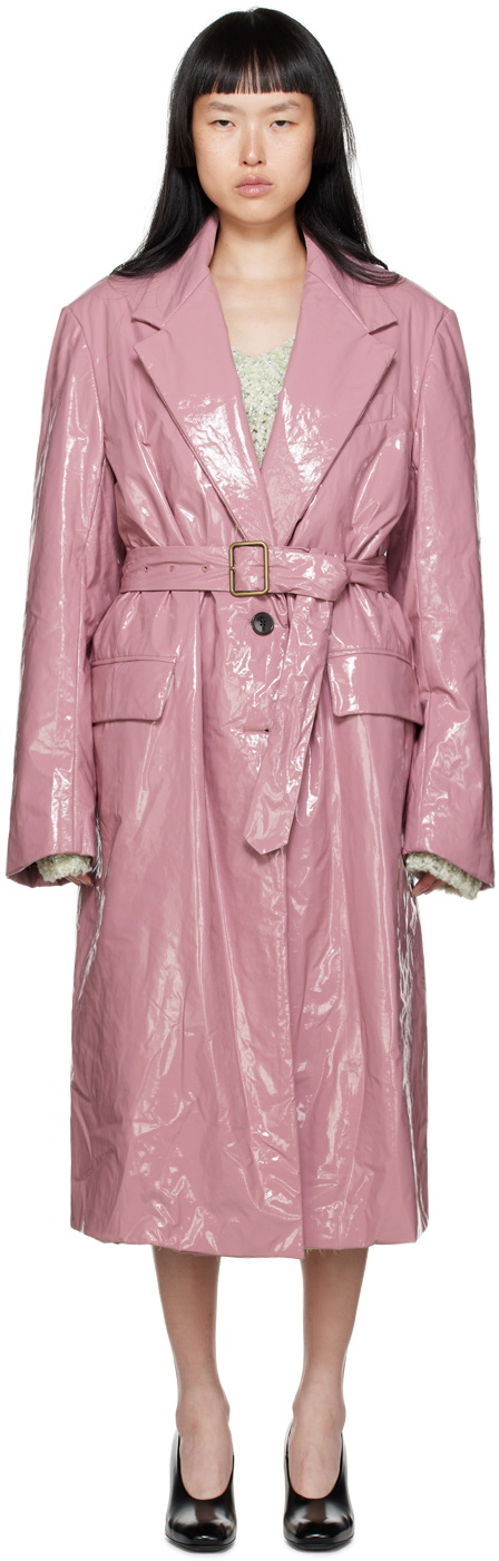 Dries Van Noten Pink Lacquered Coat Dries Van Noten