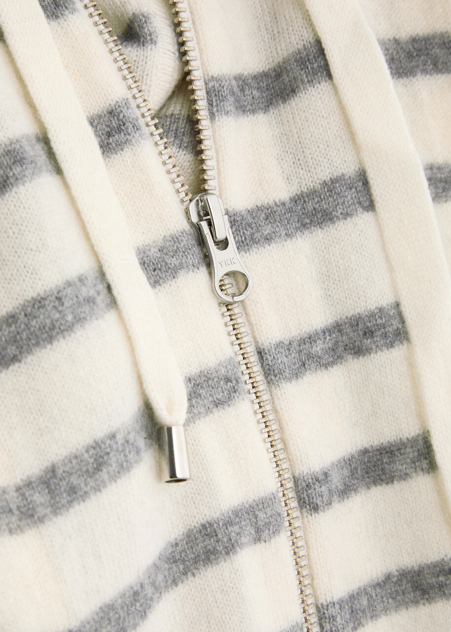 Veronica Beard Striped-intarsia Hooded Cashmere Dickey - Cream - One Size