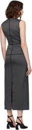MM6 Maison Margiela Gray Raw Edge Midi Dress