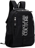 Versace Jeans Couture Black Striped Logo Backpack