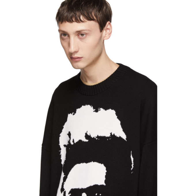 Christian Dada Black Wool Big Face Sweater Christian Dada