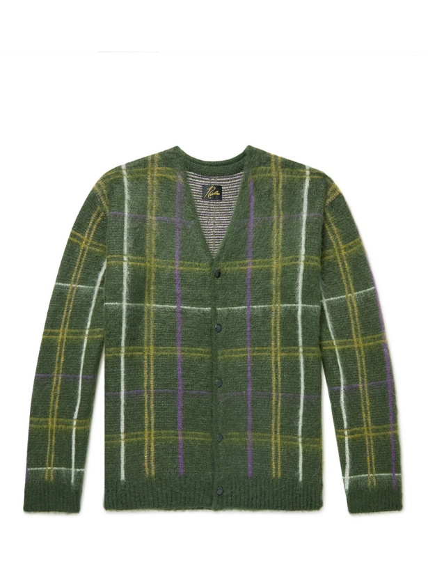 Photo: Needles - Checked Mohair-Blend Jacquard Cardigan - Green