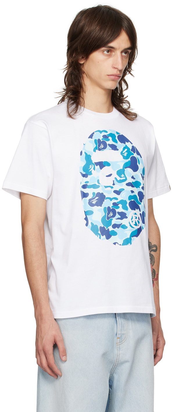 BAPE White & Blue ABC Camo Big Ape T-Shirt A Bathing Ape