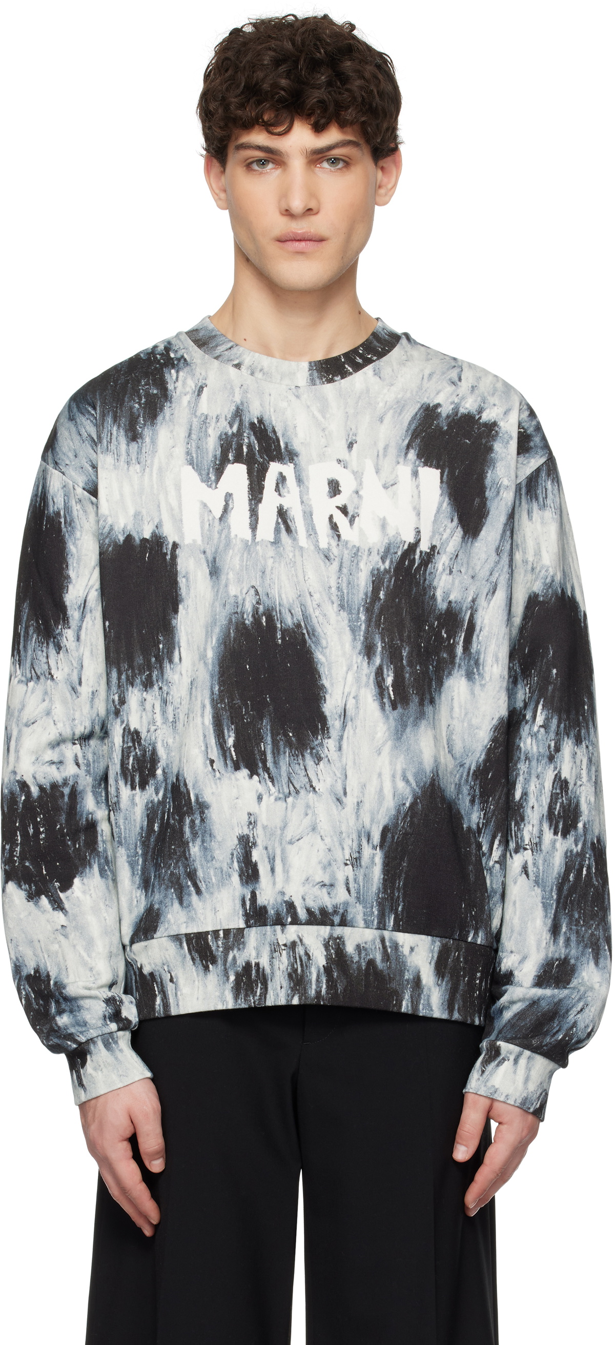 Marni Gray Scribble Logo Organic Sweatshirt