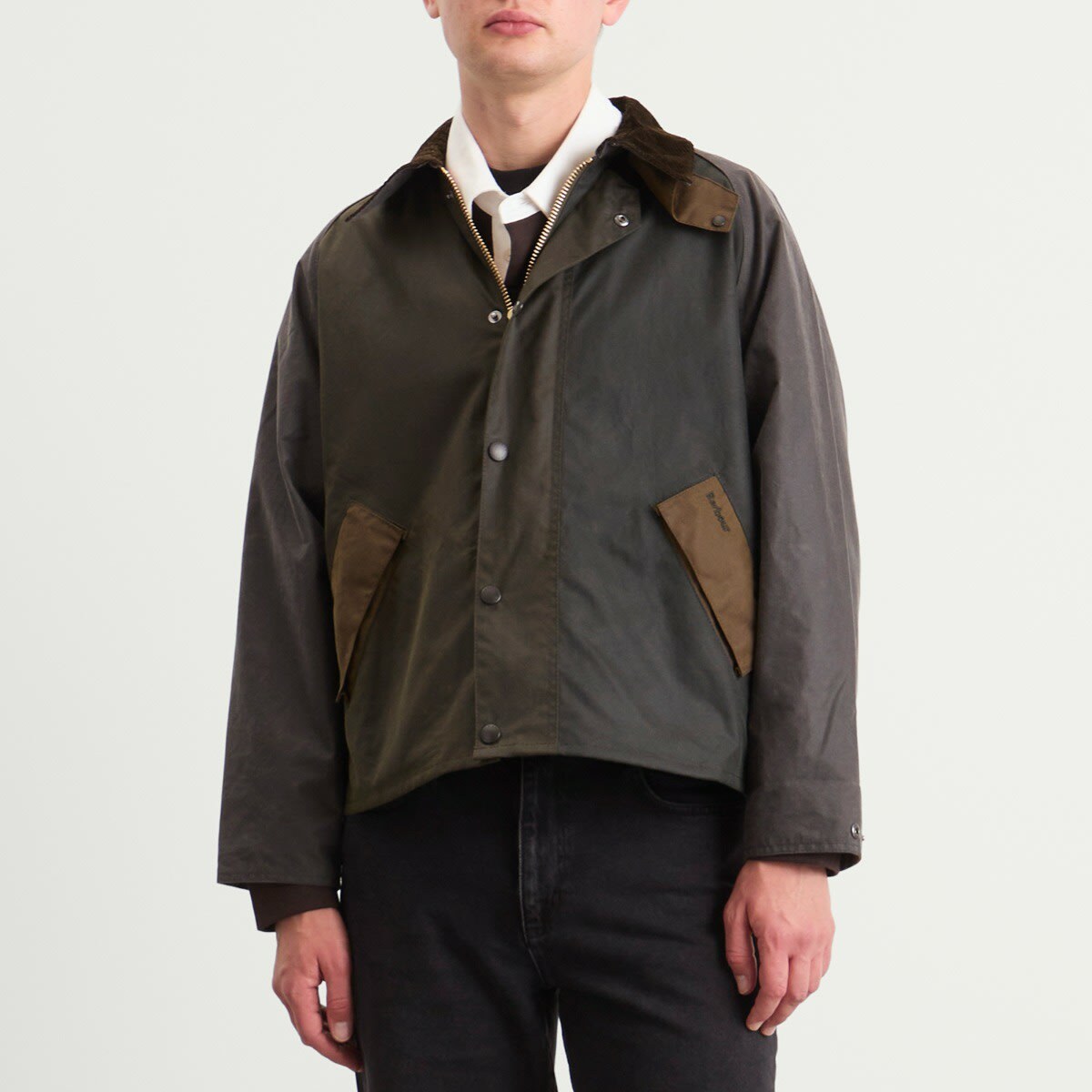 Barbour Men's Patchwork Transport Wax Jacket in Sage Multi Barbour