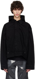 HELIOT EMIL Black Hooded Denim Jacket