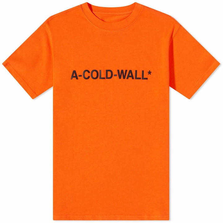 Photo: A-COLD-WALL* Men's Essential Logo T-Shirt in Bright Orange