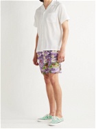 GO BAREFOOT - Land of Aloha Printed Cotton-Blend Shorts - Purple