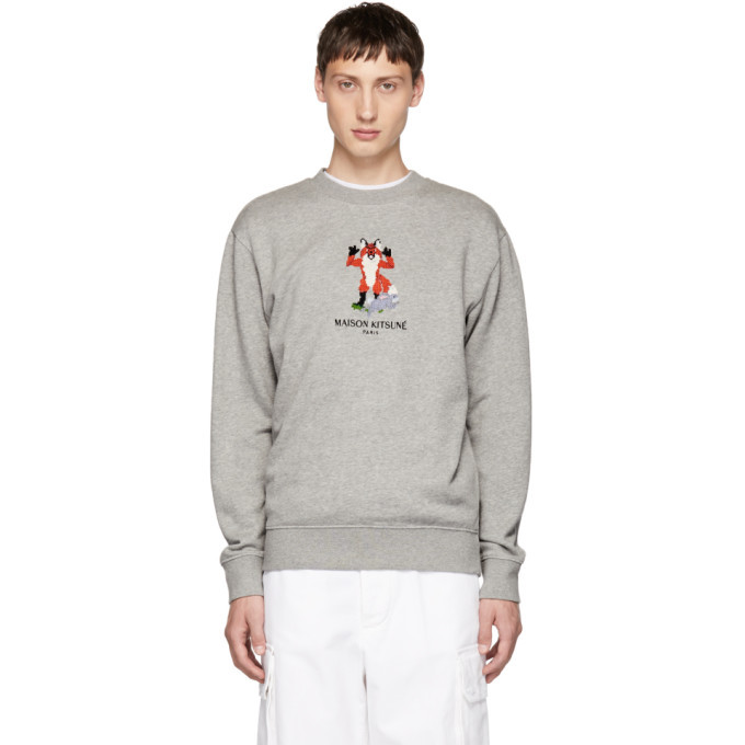 Photo: Maison Kitsune Grey Pixel Fox Sweatshirt