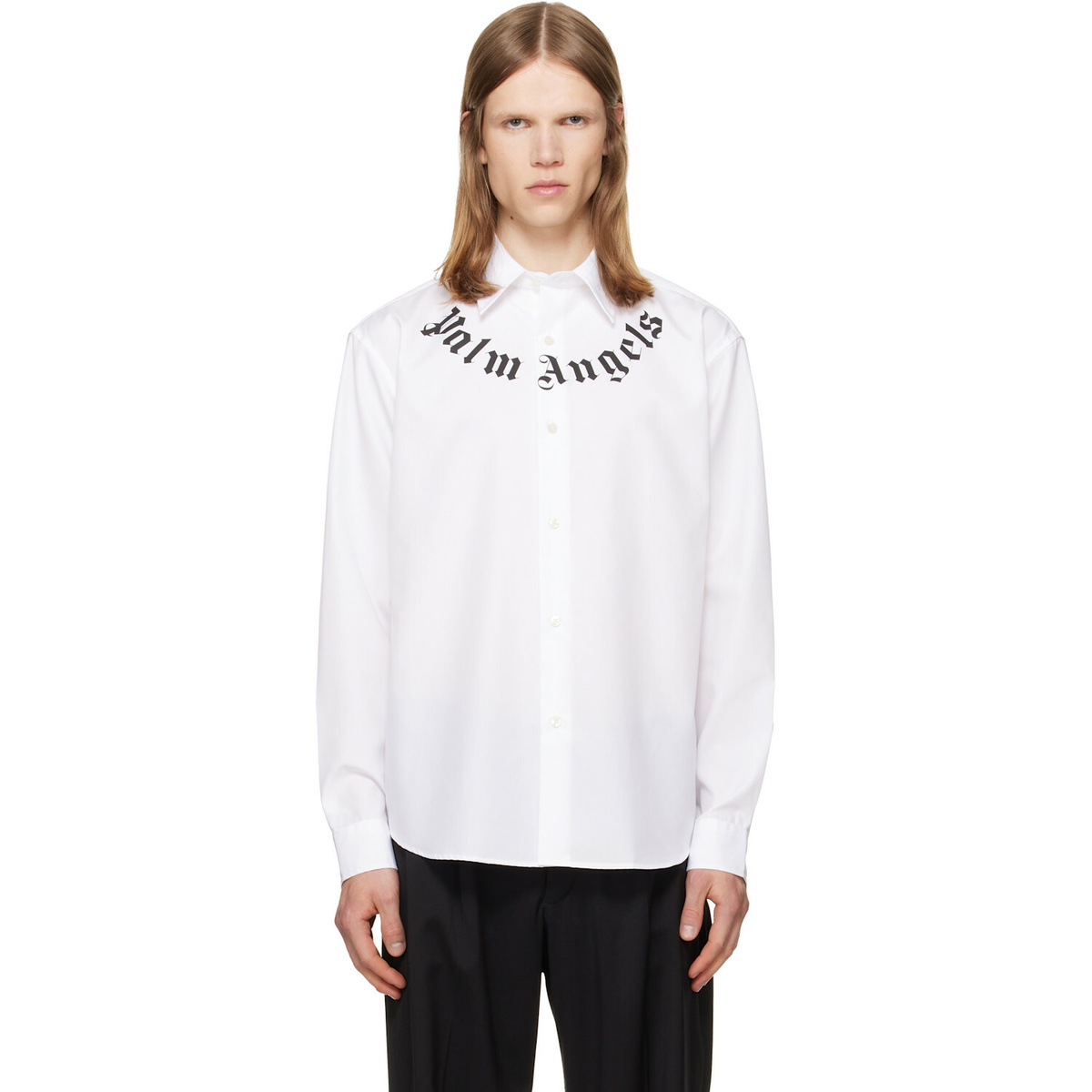Palm Angels White Neck Logo Shirt
