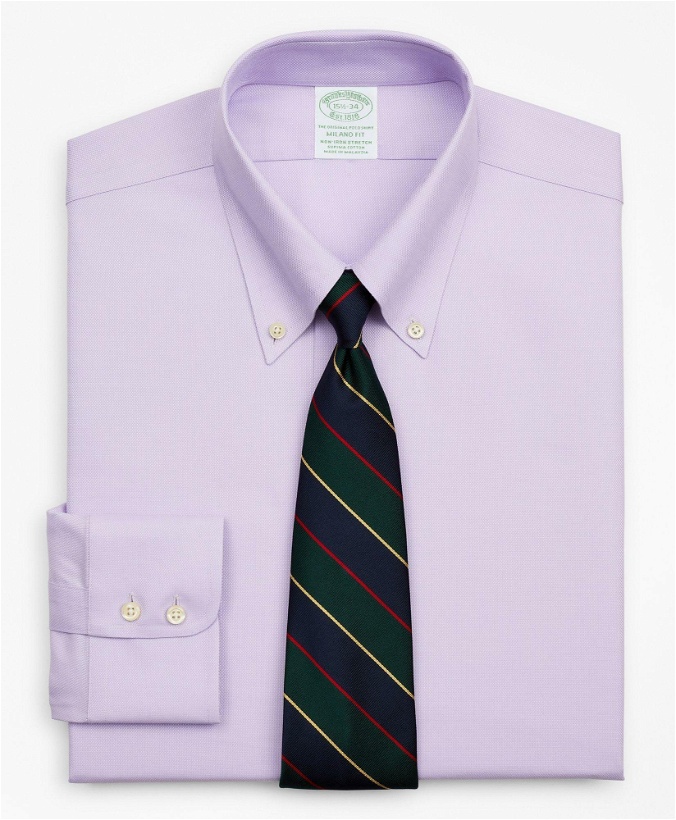 Photo: Brooks Brothers Men's Stretch Milano Slim-Fit Dress Shirt, Non-Iron Royal Oxford Button-Down Collar | Lavender