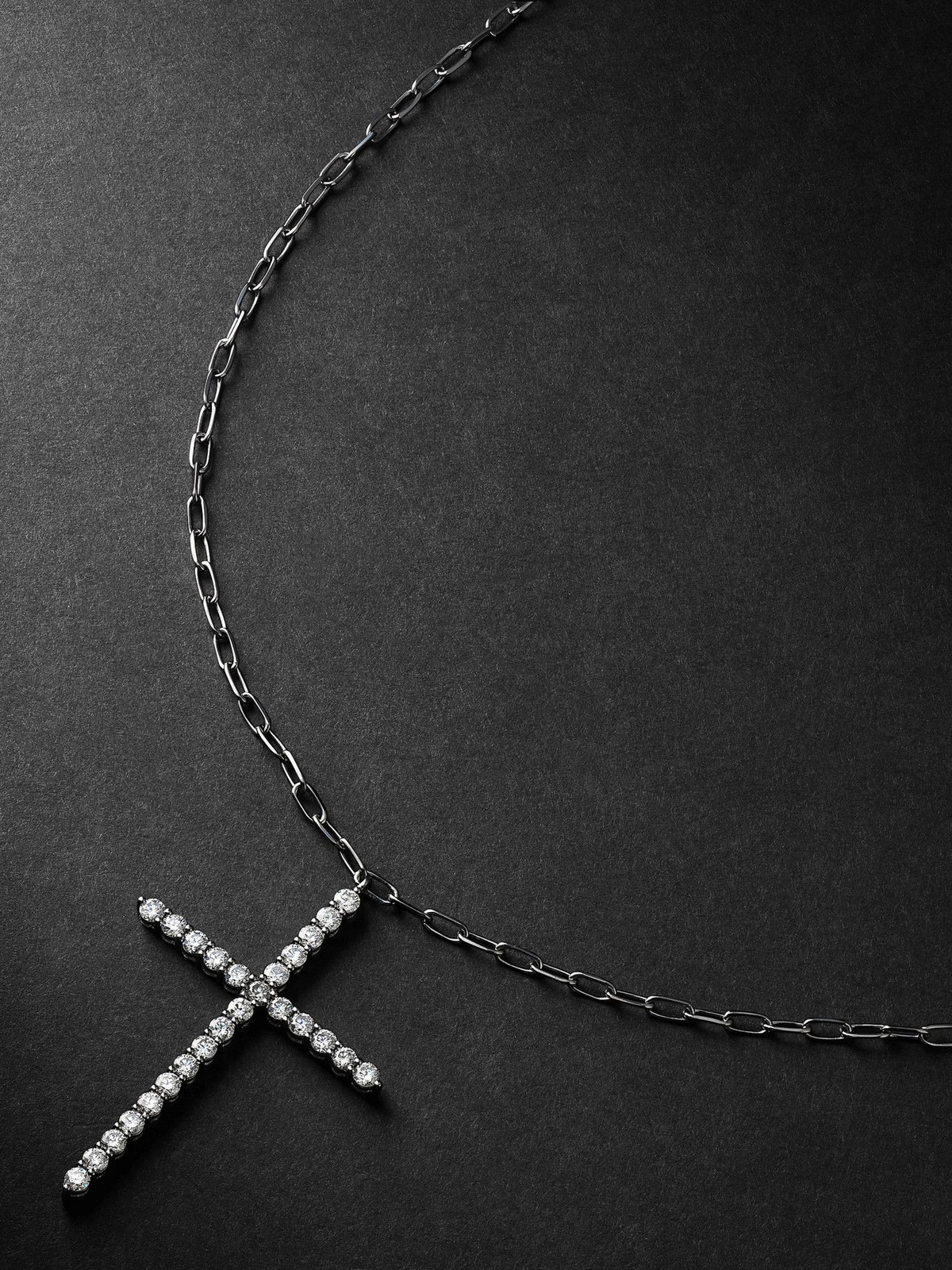 SHAY - Black Gold Diamond Cross Necklace