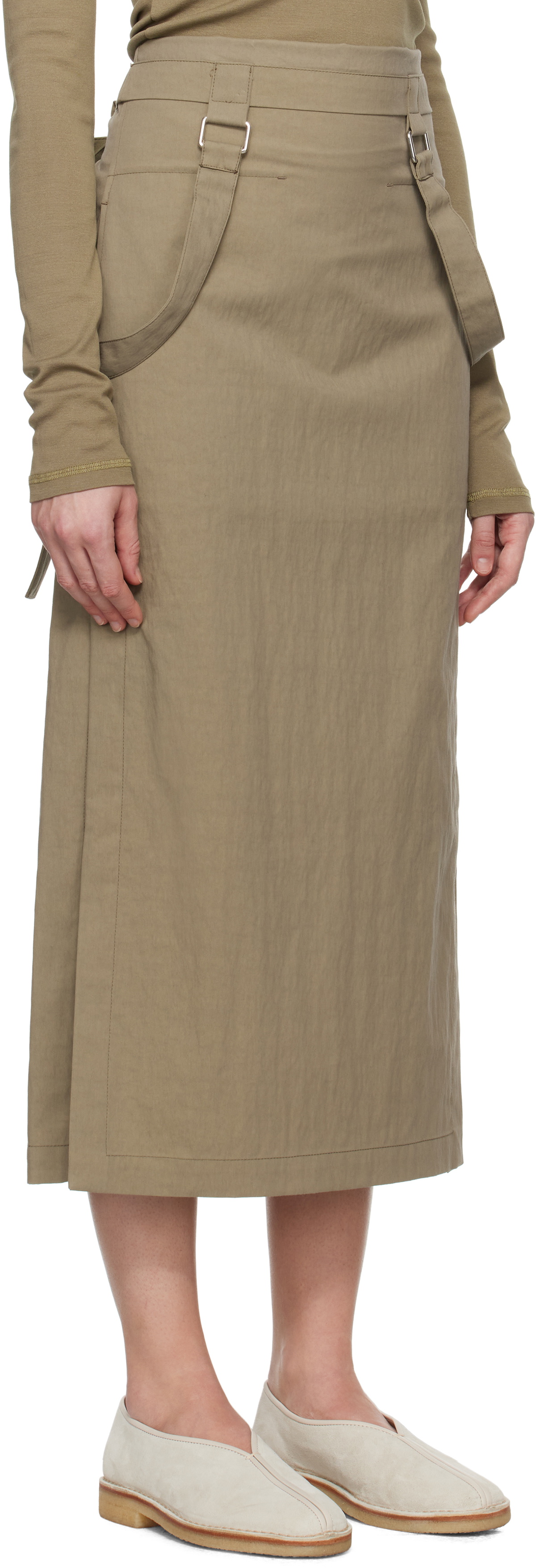 LEMAIRE Khaki Straps Midi Skirt Lemaire