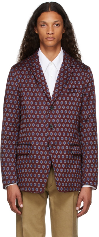 Photo: Dries Van Noten Burgundy Jacquard Blazer