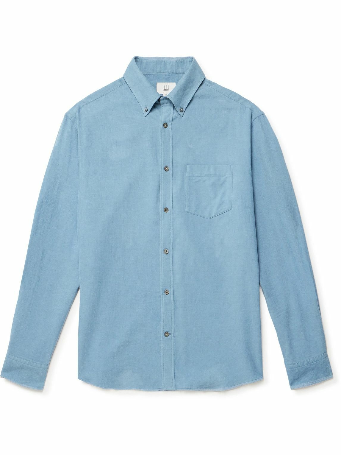 Photo: Dunhill - Button-Down Collar Cotton and Cashmere-Blend Corduory Shirt - Blue