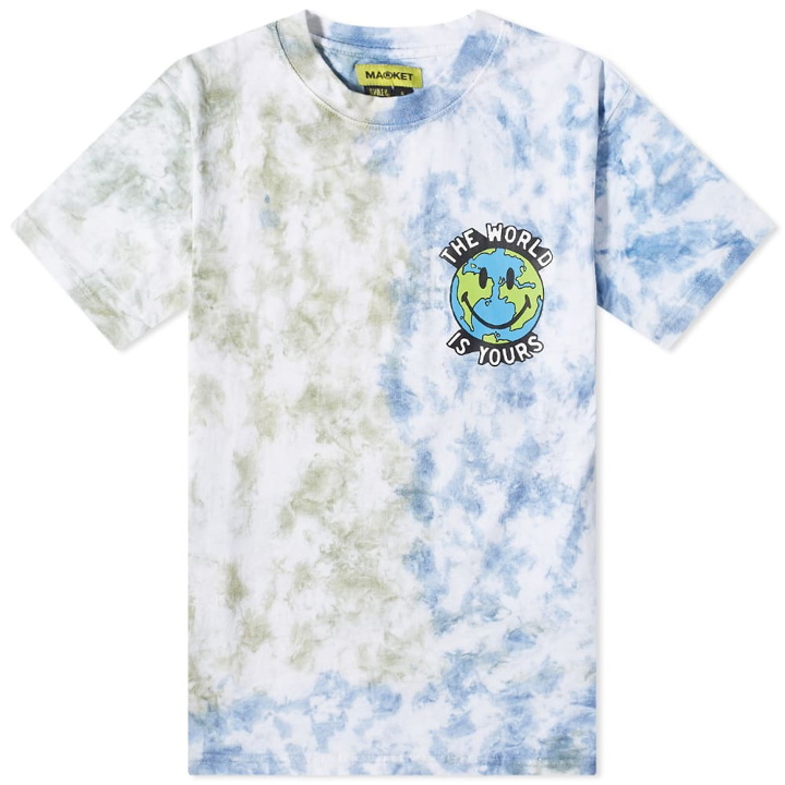 Photo: Market Men's Smiley Peace And Harmony World T-Shirt in Tie-Dye Blue