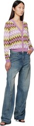 Versace Multicolor Wave Jacquard Knit Cardigan