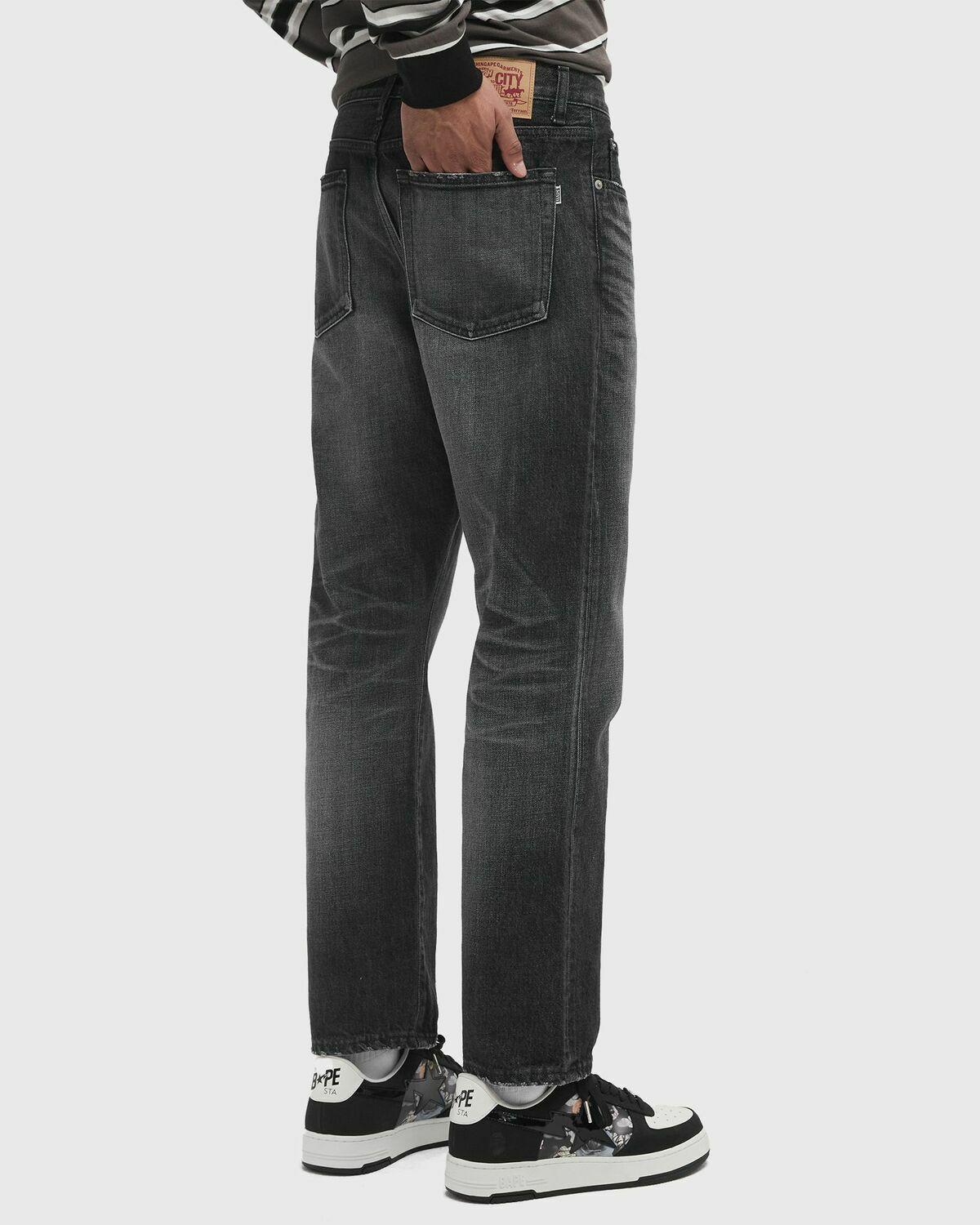 A Bathing Ape TWIN STA RELAXED FIT 13 OZ DENIM PANTS Black