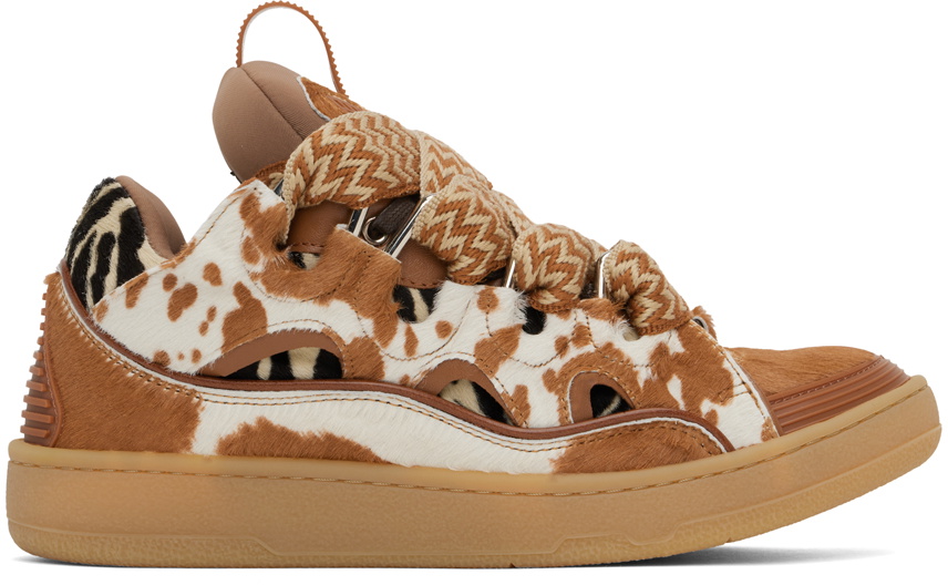 Lanvin Beige & Brown Pony Effect Curb Sneakers Lanvin