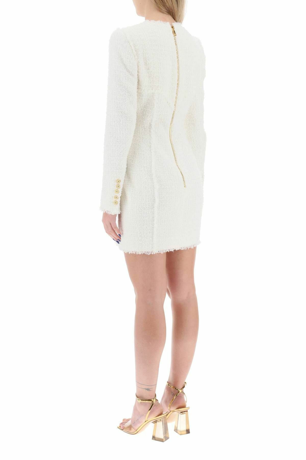 Balmain button-embellished Knitted Minidress | White | FARFETCH