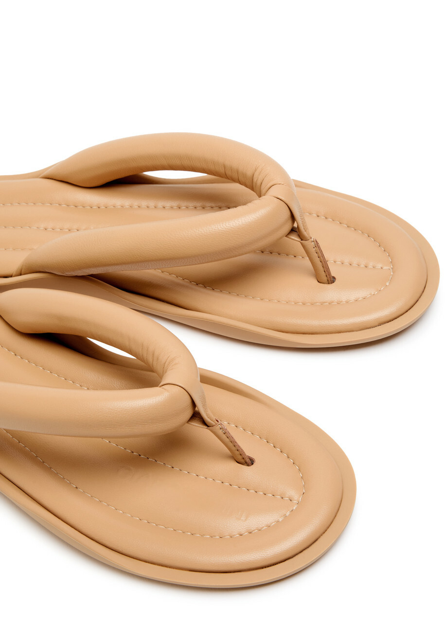Gia Borghini Harper Leather Flip Flops Sand