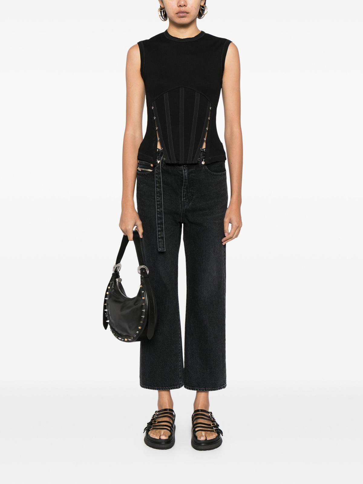 Sacai Boot Cut Denim Pants in Black
