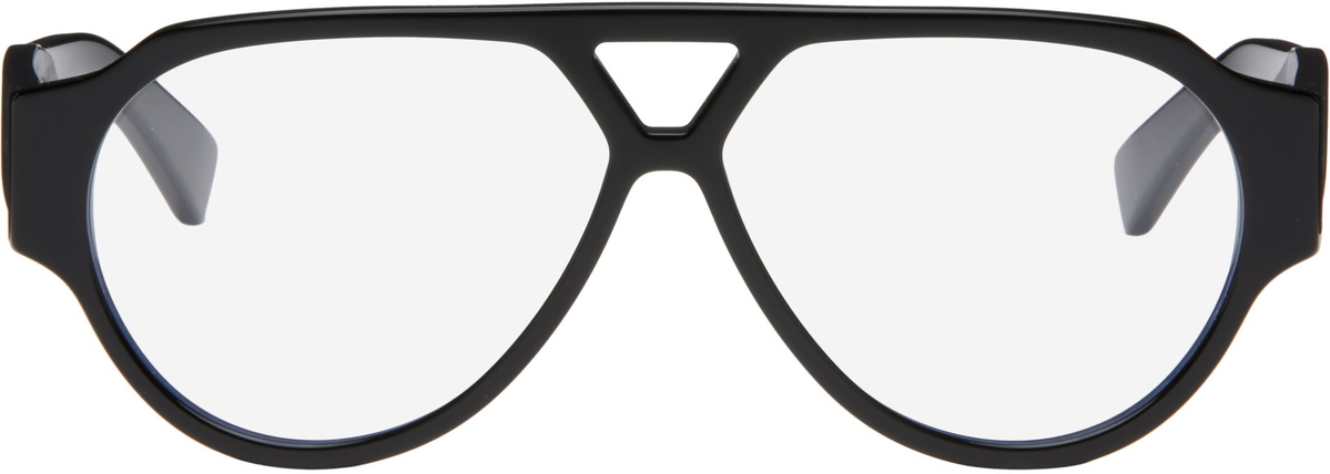 Bottega Veneta Black Soft Aviator Glasses