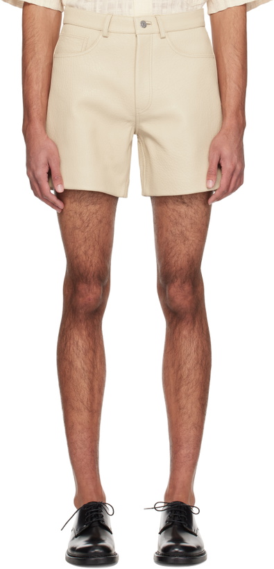 Photo: Sunflower Off-White Croc-Embossed Leather Shorts